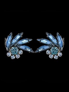 Vintage Austria blue rhinestone clip on earrings
